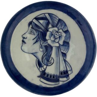 Vrouw wandbord Delfts blauw 18 cm