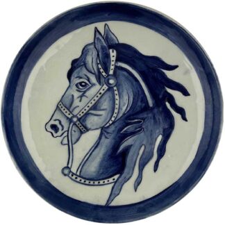 Paard wandbord Delfts blauw